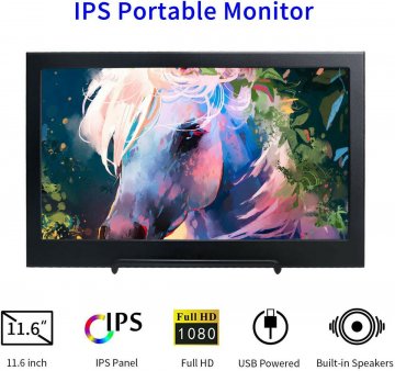11.6 Inch FHD 1080P Portable Gaming Monitor for Raspberry Pi PS4 PC Xbox 360