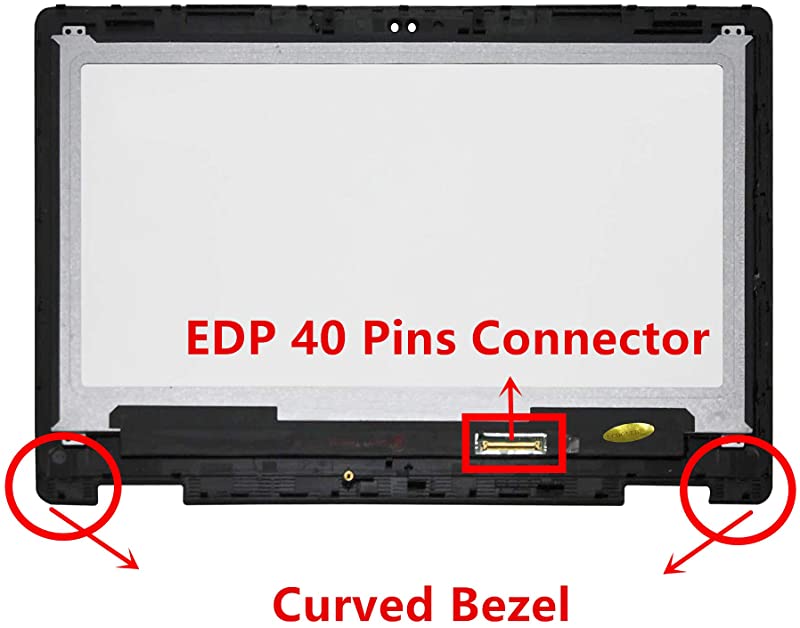 Kreplacement Replacement 13.3 inches FHD IPS LCD Display Touch Screen Digitizer Assembly Curved Bezel for Dell Inspiron 13 P69G P69G001 (NOT for B133HAB01.0 NV133FHM-N41) (Curved Bezel - 40 Pins Connector)